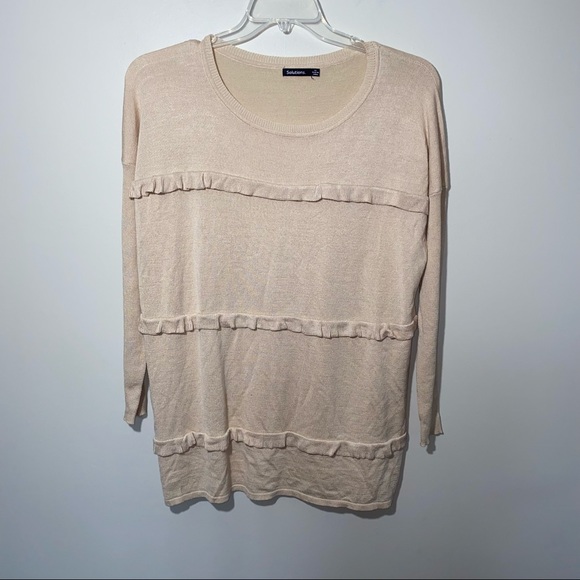 Solutions Ruffle Front Sweater Size XS - Picture 2 of 5